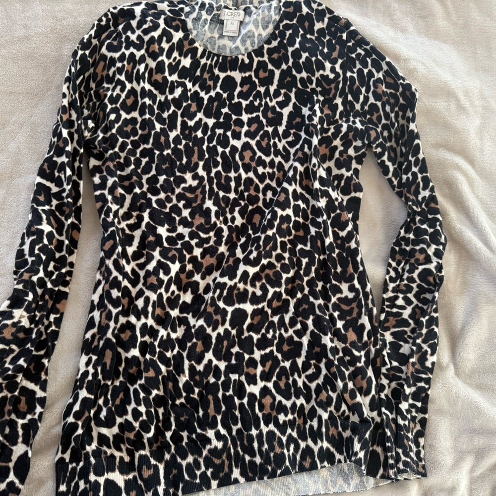 J. Crew Animal Print Long Sleeve Top - Black and Brown